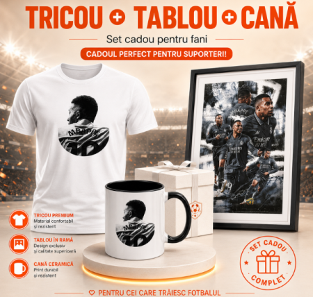 Pachete Cadou - Set Cadou Suporter Kylian Mbappe Tricou + Tablou A4 + Cană