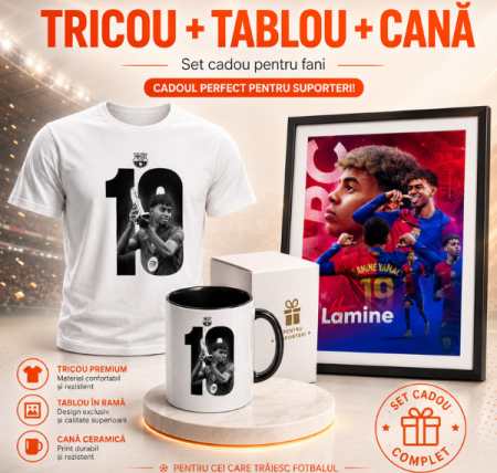 Pachete Cadou - Set Cadou Suporter Lamine Yamal Tricou + Tablou A4 + Cană