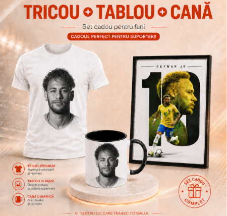 Pachete Cadou - Set Cadou Suporter Neymar Jr Tricou + Tablou A4 + Cană