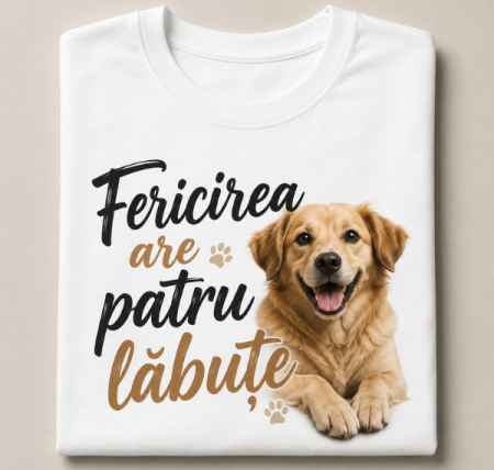 Paws & Gifts - Tricou Cățel "Fericirea are patru lăbuțe"