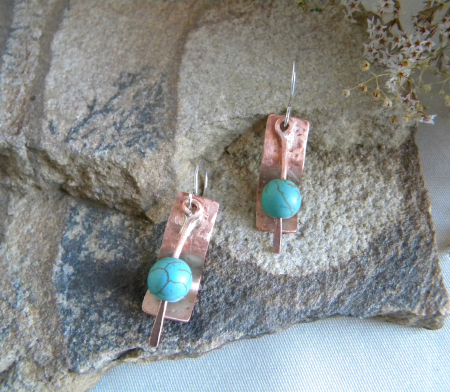 forme din cupru - Cercei handmade din cupru – unicat