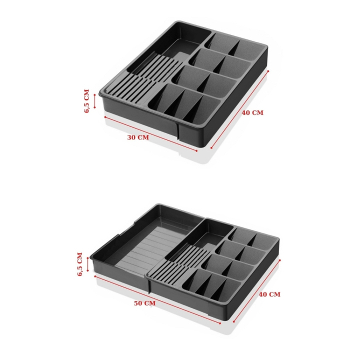 Organizator Tacamuri (30x40cm extensibil la 50x40cm), Antracit, 11 Compartimente [4]