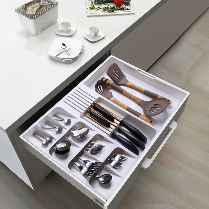 Organizator Tacamuri (30x40cm extensibil la 50x40cm), Antracit, 11 Compartimente [4]