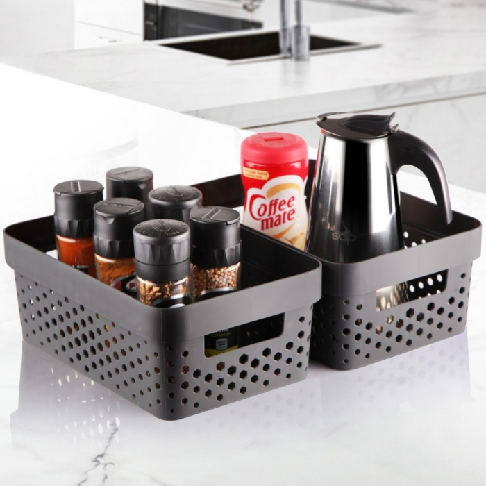 Set 7 cosuri organizare si depozitare pentru baie, dormitor, bucatarie, camara, casa, Culoare Antracit [3]