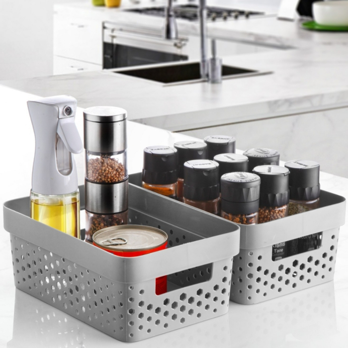 Set 7 cosuri organizare si depozitare pentru baie, dormitor, bucatarie, camara, casa, Culoare Gri [3]