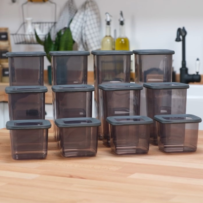 Set Fresca 12 Cutii alimente, Alb Transparent, 1 capac si 24 etichete adezive cadou [8]