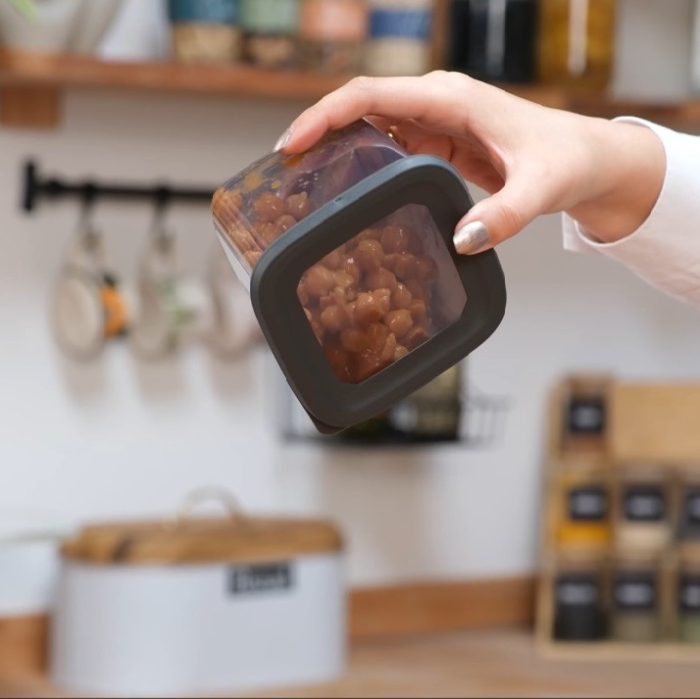 Set Fresca 12 Cutii alimente, Antracit Transparent, 1 capac si 24 etichete adezive cadou [4]