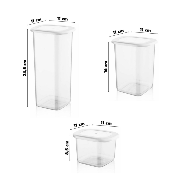 Set Fresca 6 Cutii alimente, Alb Transparent, 1 capac si 24 etichete adezive cadou [2]