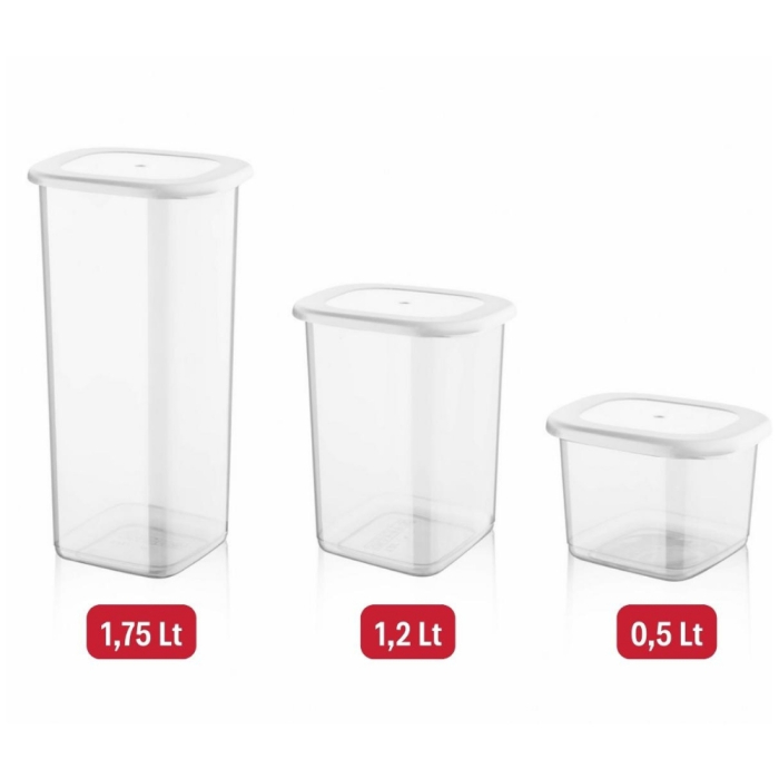 Set Fresca 6 Cutii alimente, Alb Transparent, 1 capac si 24 etichete adezive cadou [3]