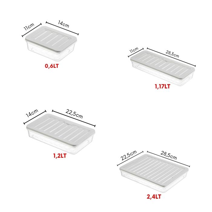 Set Freshbox 9 Cutii alimente, Alb Transparent, Capac Gri [3]