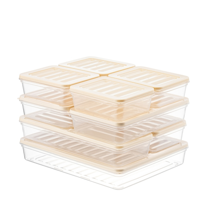 Set Freshbox 9 Cutii alimente, Alb Transparent, Capac Crem [7]