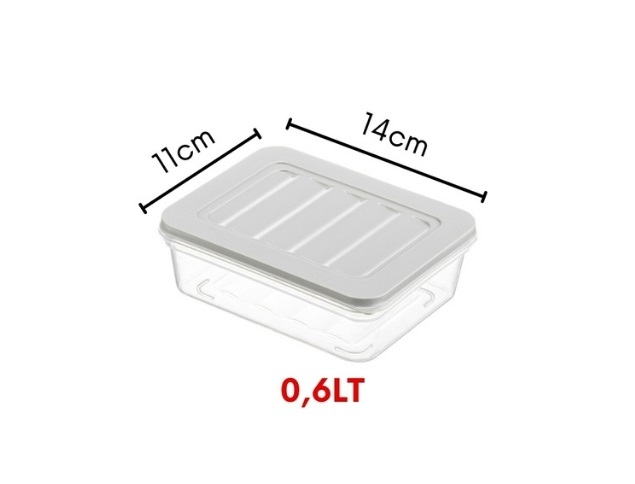 Set Freshbox 6 Cutii alimente, Alb Transparent, Capac Gri [6]