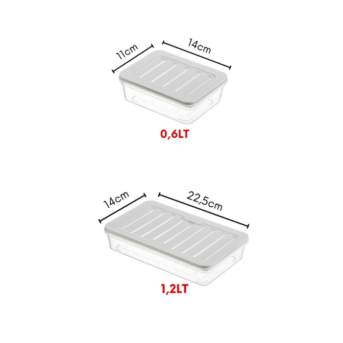 Set Freshbox 6 Cutii alimente, Alb Transparent, Capac Gri [4]