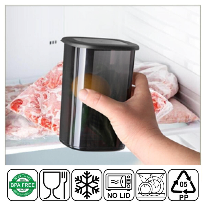 Set 12 Recipiente Alimentare de 1200 ml pentru Frigider, Congelator, Dulap sau Camara, potrivit pentru Cuptor cu Microunde, cu 24 etichete adezive, Culoare Antracit, Capac Rezistent de For [5]