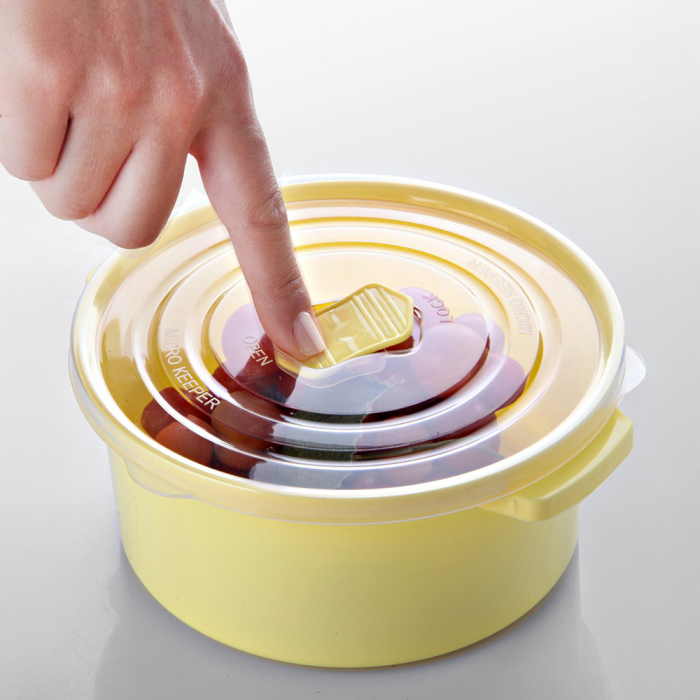 Set pentru pastrare si depozitare alimente, 12 Cutii cu capac, Galben, Capac cu dispozitiv de eliberare aer [4]