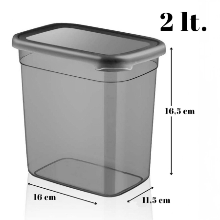 Set 6 Cutii alimente Jumbo (6X2000 ml), Antracit Transparent, si 24 etichete adezive cadou [2]