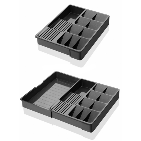 Toate Produsele - Organizator Tacamuri (30x40cm extensibil la 50x40cm), Antracit, 11 Compartimente