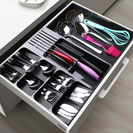 Organizator Tacamuri (30x40cm extensibil la 50x40cm), Antracit, 11 Compartimente [2]