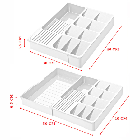 Organizator Tacamuri (30x40cm extensibil la 50x40cm), Antracit, 11 Compartimente [2]