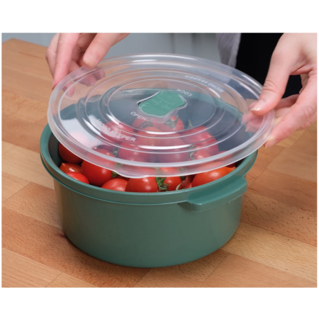 Set pentru pastrare si depozitare alimente, 12 Cutii cu capac, Verde Inchis, Capac cu dispozitiv de eliberare aer [1]