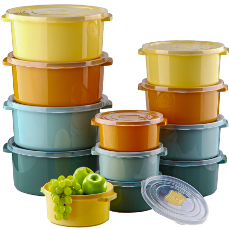 Toate Produsele - Set 12 Cutii alimente, Culori Pastel, Capac cu dispozitiv de eliberare aer