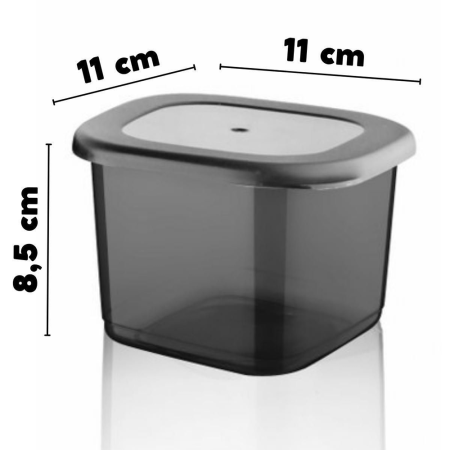 Set 12 Recipiente Alimentare de 500 ml pentru Frigider, Congelator, Dulap sau Camara, potrivit pentru Cuptor cu Microunde, cu 24 etichete adezive, Culoare Antracit, Capac Patrat [6]