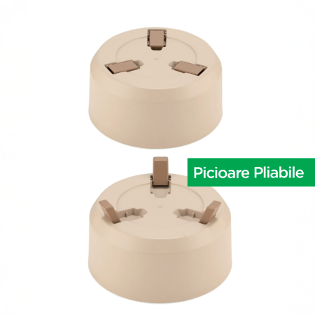 Set 3 Ghivece de Plante si Flori, model ELITE, cu 3 Picioare Pliabile, Forma Rotunda, Suport interior pentru Drenaj, Culoare Gri, [2]