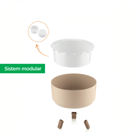 Set 3 Ghivece de Plante si Flori, model ELITE, cu 3 Picioare Pliabile, Forma Rotunda, Suport interior pentru Drenaj, Culoare Crem [1]