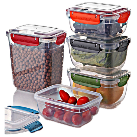 Toate Produsele - Set 5 Cutii Alimente Master cu Capace Colorate inchise Etans