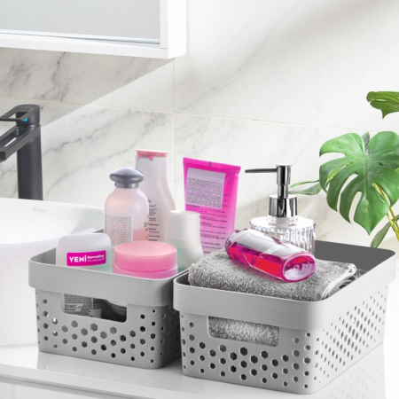 Set 7 cosuri organizare si depozitare pentru baie, dormitor, bucatarie, camara, casa, Culoare Gri [3]