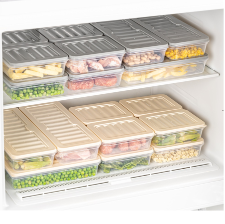 Set Freshbox 9 Cutii alimente, Alb Transparent, Capac Gri [6]