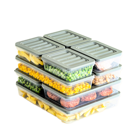 Set Freshbox 9 Cutii alimente, Alb Transparent, Capac Gri [4]