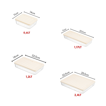 Set Freshbox 9 Cutii alimente, Alb Transparent, Capac Crem [3]