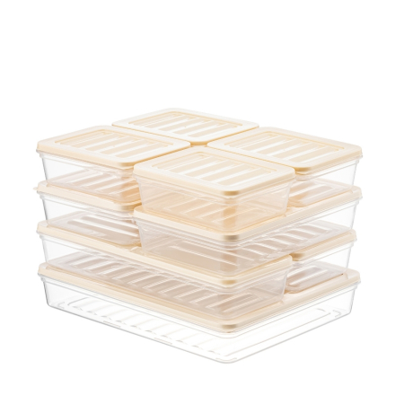 Set Freshbox 9 Cutii alimente, Alb Transparent, Capac Crem [6]