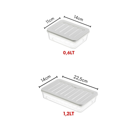 Set Freshbox 6 Cutii alimente, Alb Transparent, Capac Gri [3]