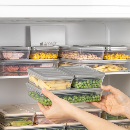 Set Freshbox 6 Cutii alimente, Alb Transparent, Capac Gri [1]