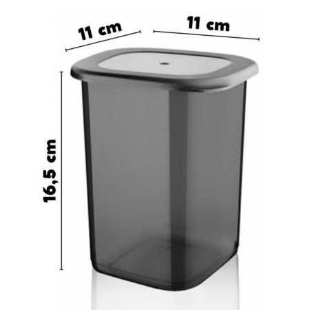 Set 12 Recipiente Alimentare de 1750 ml pentru Frigider, Congelator, Dulap sau Camara, potrivit pentru Cuptor cu Microunde, cu 24 etichete adezive, Culoare Antracit, Capac Patrat [2]