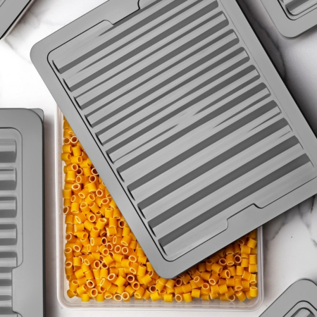 Set Freshbox pentru pastrare si depozitare alimente, 2 Cutii cu capac X 2400 ml, Alb Transparent, Capac Gri [3]