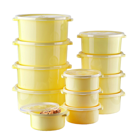 Toate Produsele - Set pentru pastrare si depozitare alimente, 12 Cutii cu capac, Galben, Capac cu dispozitiv de eliberare aer