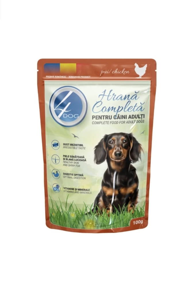 4DOGS 4DOG, Pui in Sos, Plic Hrana umeda pentru caini, Adult, 24buc x 100g [2]