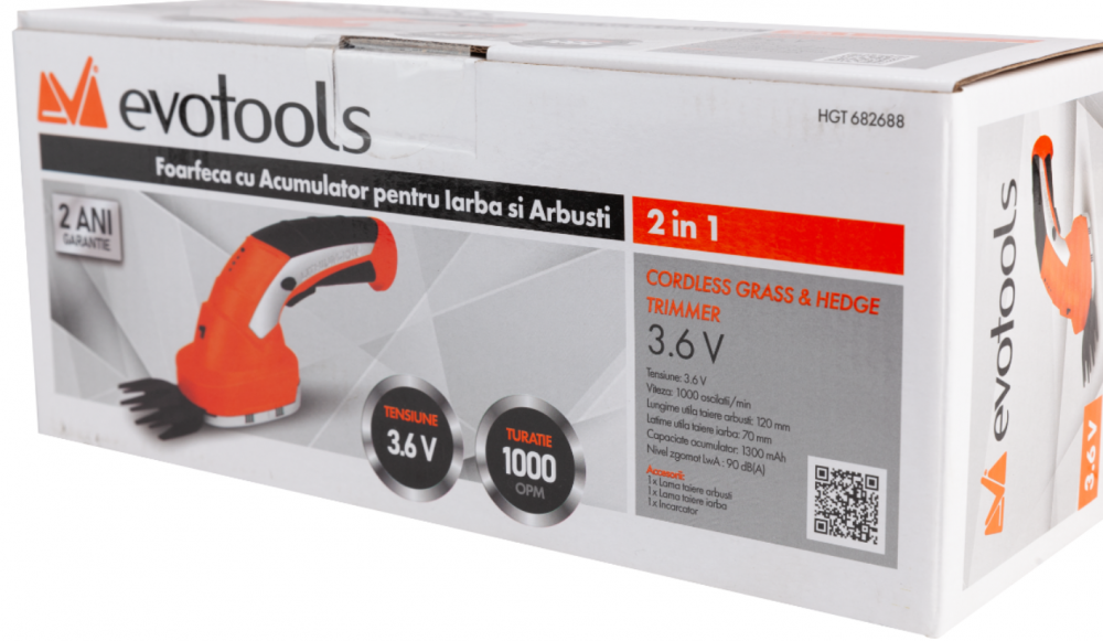 Foarfeca cu Acumulator pentru Iarba si Arbusti 2 in 1 Evotools / U[V]: 3.6 [1]