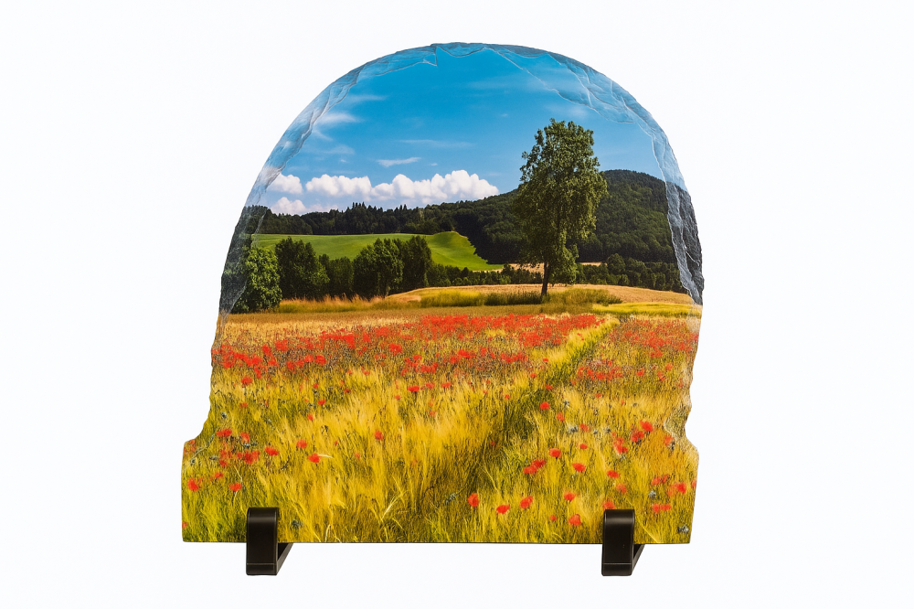 Descoperă piatra ardezie semirotundă – suportul perfect pentru icoane, fotografii sau mesaje personalizate. [1]