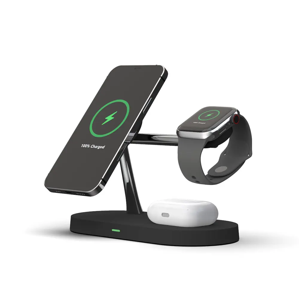 Statie Incarcare Wireless, 3 in 1, 15W, MagSafe, Compatibil iPhone, Air Pods, Apple Watch, [3]