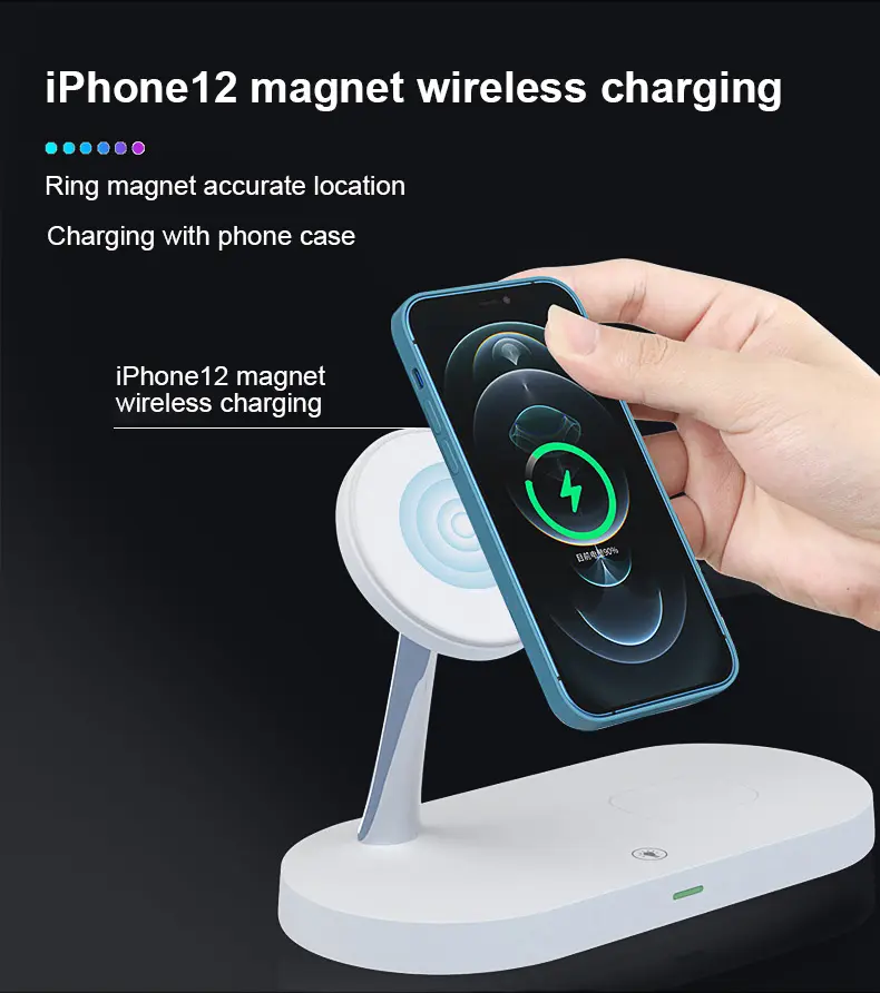 Statie Incarcare Wireless, 3 in 1, 15W, MagSafe, Compatibil iPhone, Air Pods, Apple Watch, [2]