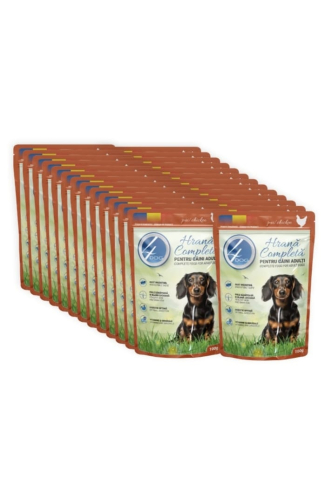 hrana animale - 4DOGS 4DOG, Pui in Sos, Plic Hrana umeda pentru caini, Adult, 24buc x 100g