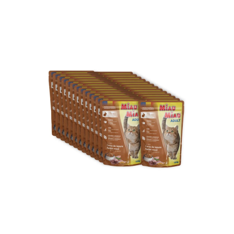 hrana animale - MIAU MIAU 24 x 100g  Hrană umedă cu iepure, 100 g