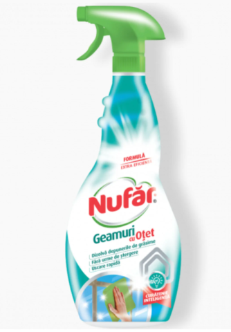 Nufăr Soluție Geamuri cu Oțet pentru Curățare Rapidă, Strălucire Fără Pete, cu Peliculă Protectoare - 500 ml [1]