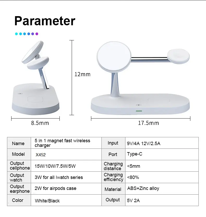 Statie Incarcare Wireless, 3 in 1, 15W, MagSafe, Compatibil iPhone, Air Pods, Apple Watch, [3]