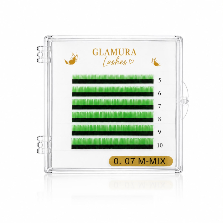 Gene Colorate - extensii-gene-colorate-verzi-m-mix-glamura-lashes