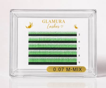 Gene Colorate - extensii-gene-colorate-verzi-m-mix-glamura-lashes